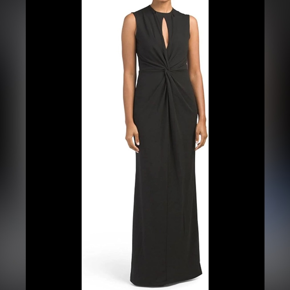 A.B.S. Black Sleeveless keyhole neck Twist-Front Maxi Dress